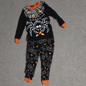 Halloween Black and Orange Spider Pajama Set